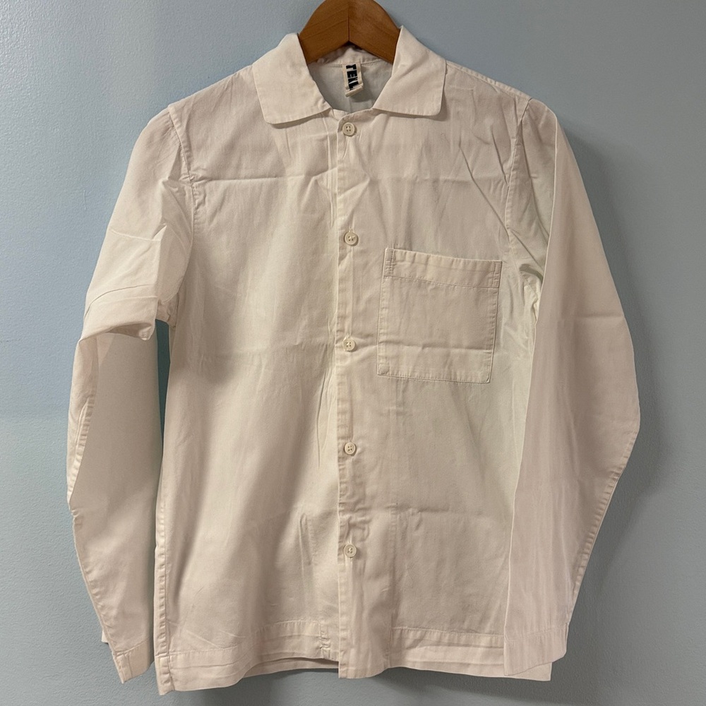 Tekla White Cotton Pajama Top